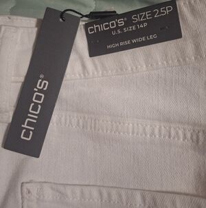 Chico's Women's Classic White Wide Leg Jeans.